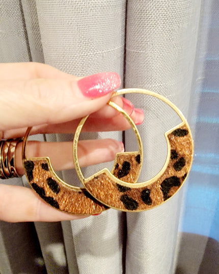 Half Moon Leopard Drop Metal Earring image 3