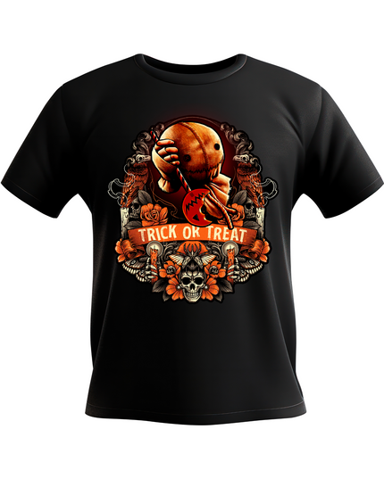 Trick or Treat Skull & Patchwork Tee (Black) image 0