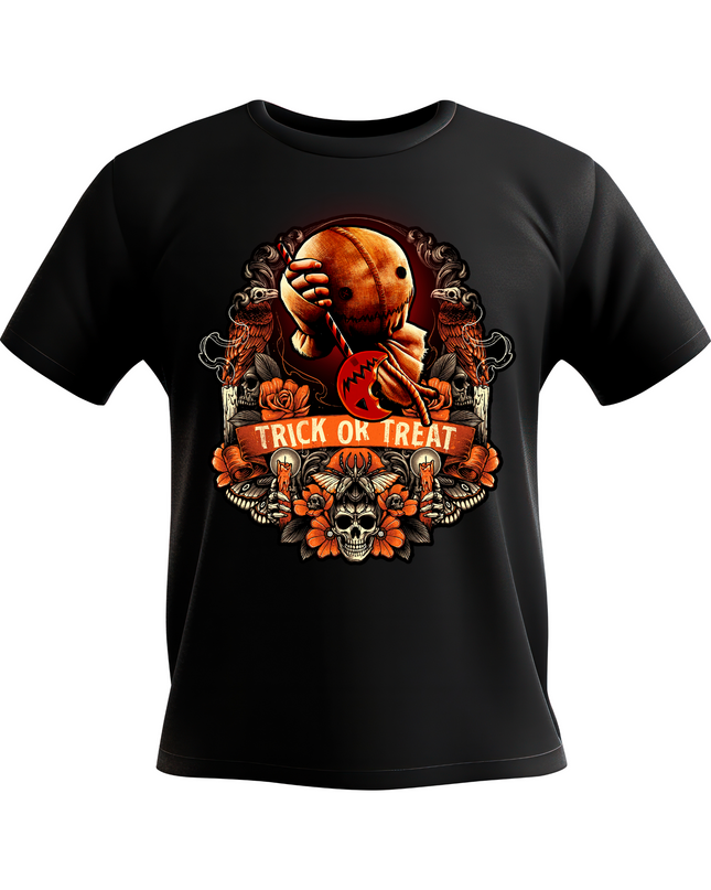 Trick or Treat Skull & Patchwork Tee (Black) image 0