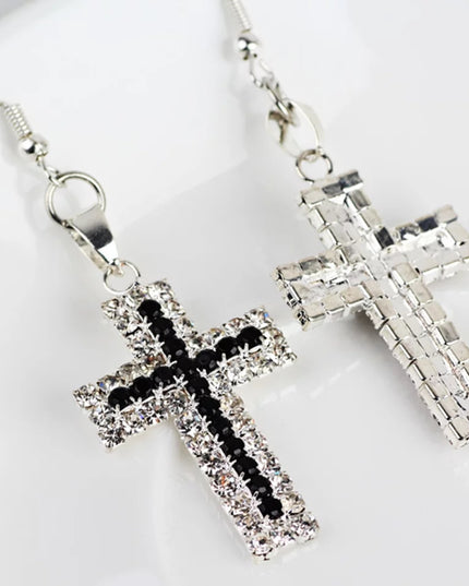 Rhinestone Cross Dangle Earrings image 1