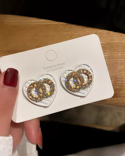 Rhinestone Bijoux Double Circles Stud Earrings image 1