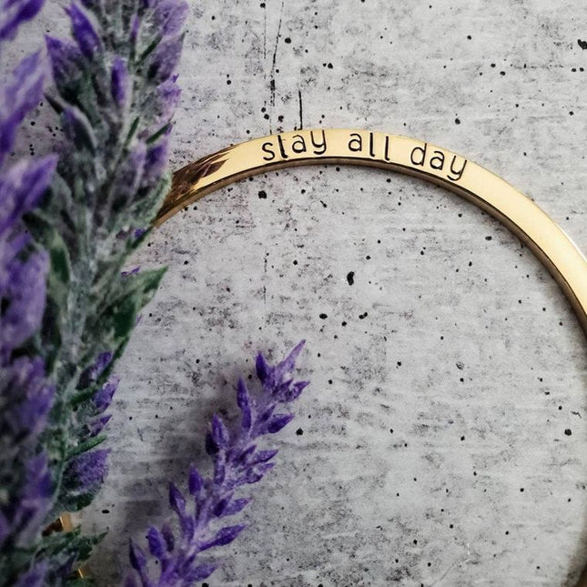 slay all day Gold Plated Skinny Cuff Stacking Bracelet image 3