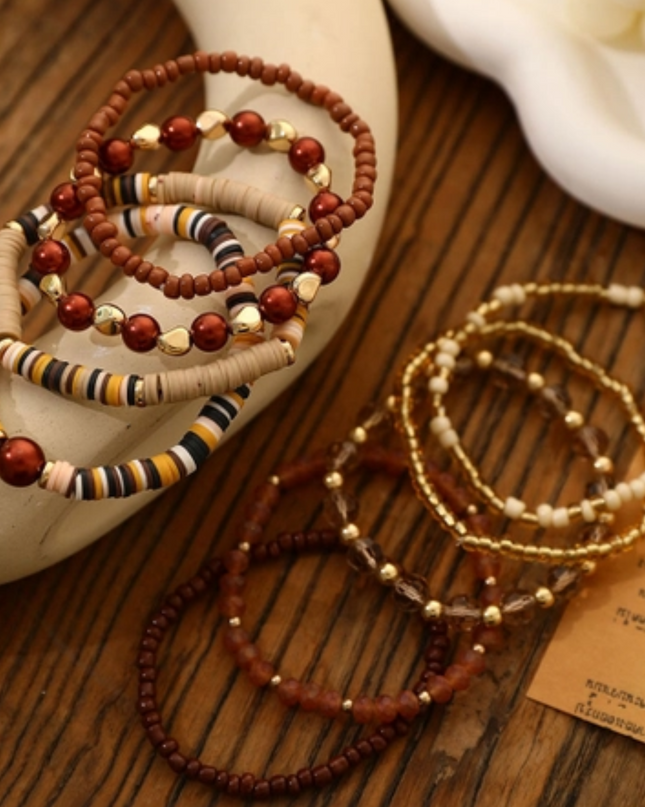 100% Glass Beaded 9 Piece Bracelet Set image 2