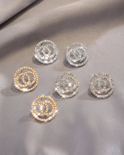 Double Circle Flash Zircon Stud Earrings image 0