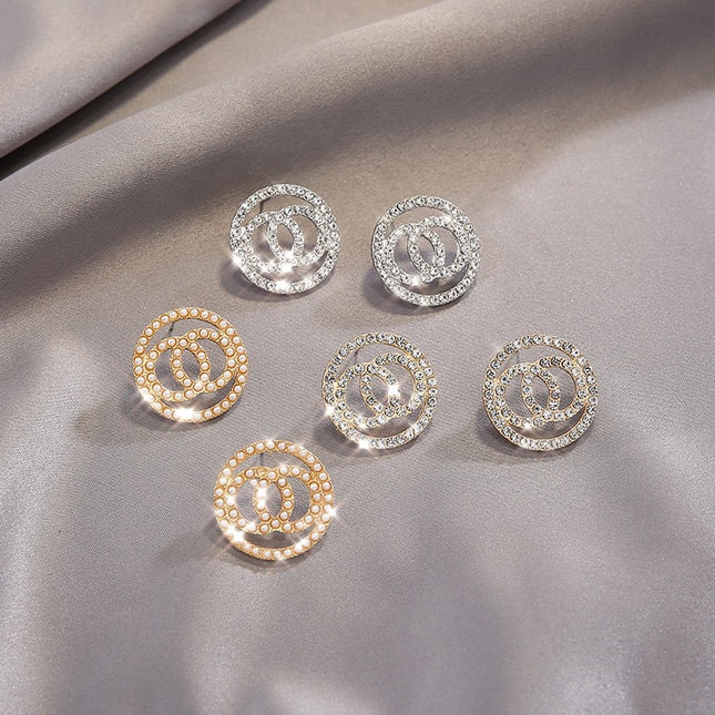 Double Circle Flash Zircon Stud Earrings image 0