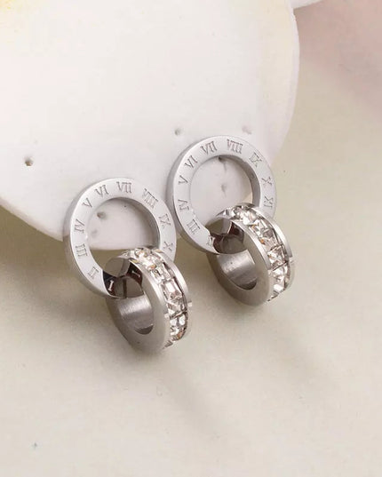 Double Loop Roman Numeral Stud Earrings image 1