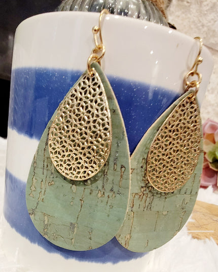 Metal & Cork marquise Earrings image 5