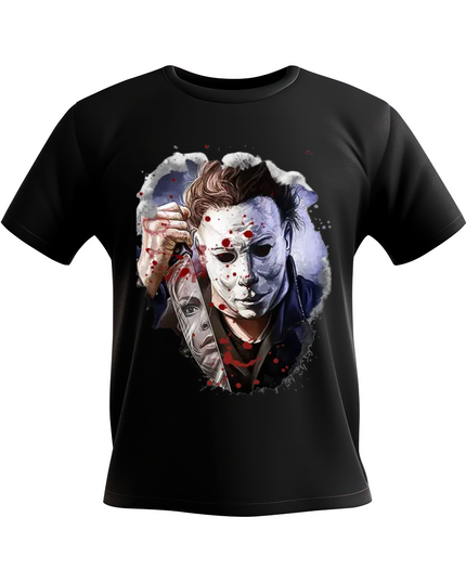 Masked and Bloody Halloween Horror Tee (Black) image 0