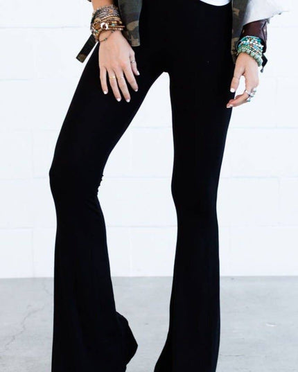 Cher Solid Raw Edge Flare Pant - Black image 2