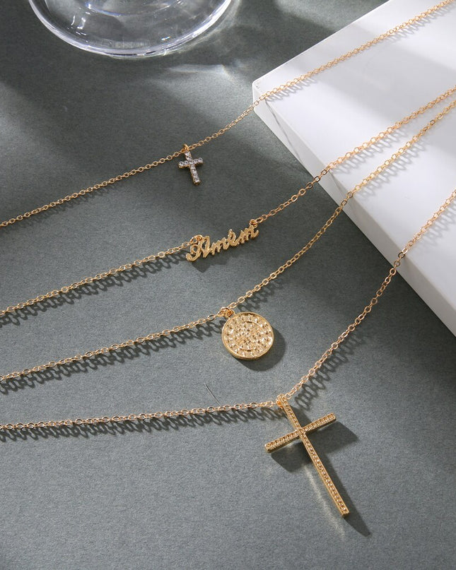 Bohemian Multilayer Big Cross Pendant Necklace image 1