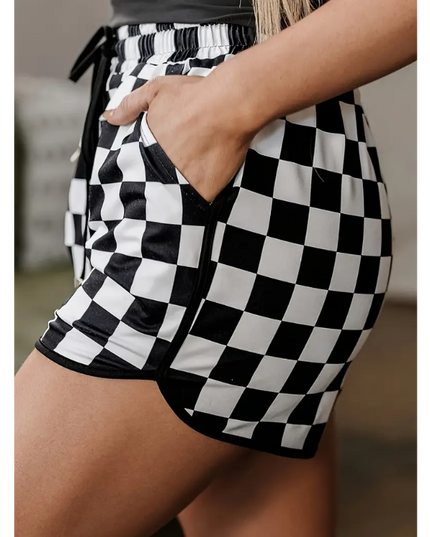 Checkered Drawstring Lounge Shorts