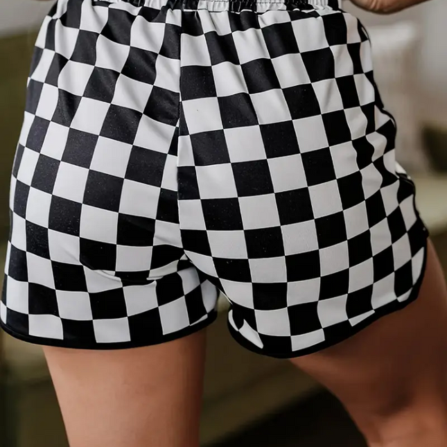 Checkered Drawstring Lounge Shorts