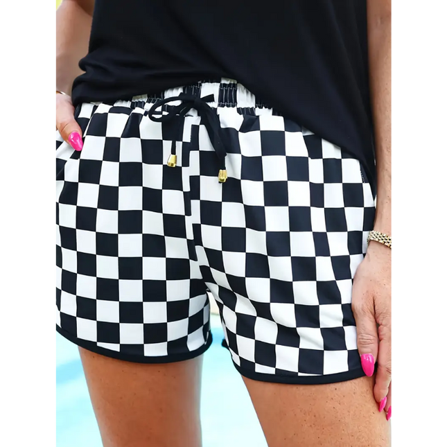 Checkered Drawstring Lounge Shorts