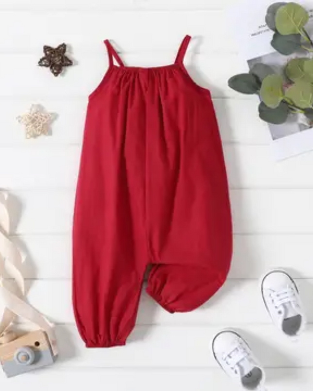Burgundy Cotton Baby Romper