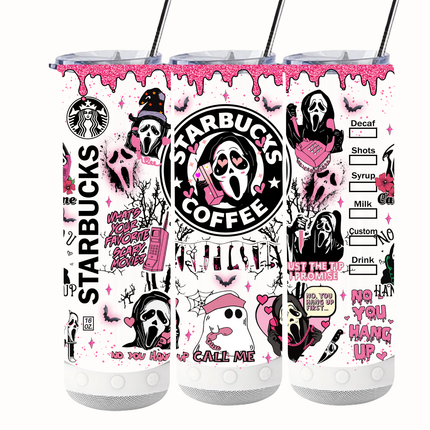 Ghostface Starbucks Tumbler- Skinny, Speaker or 4 in 1