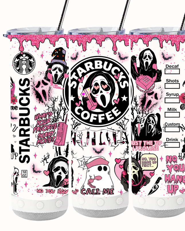Ghostface Starbucks Tumbler- Skinny, Speaker or 4 in 1