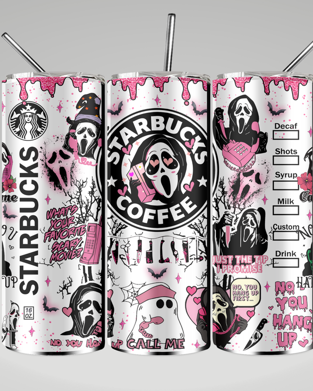 Ghostface Starbucks Tumbler- Skinny, Speaker or 4 in 1