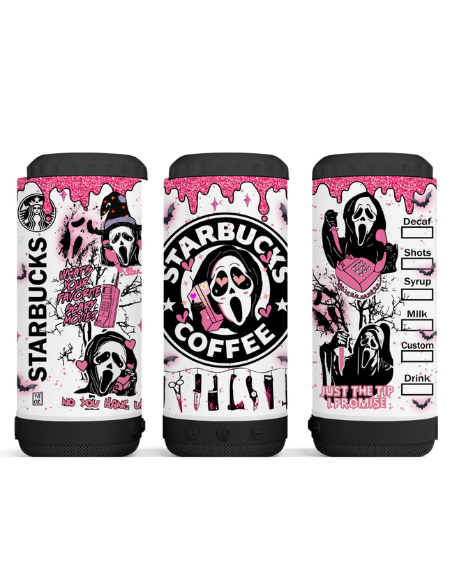 Ghostface Starbucks Tumbler- Skinny, Speaker or 4 in 1