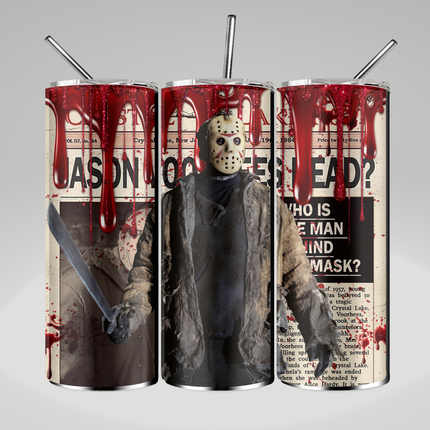 Jason Vorhees Newspaper Tumbler- Skinny, Speaker or 4 in 1