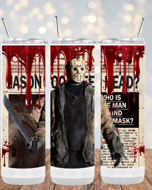 Jason Vorhees Newspaper Tumbler- Skinny, Speaker or 4 in 1
