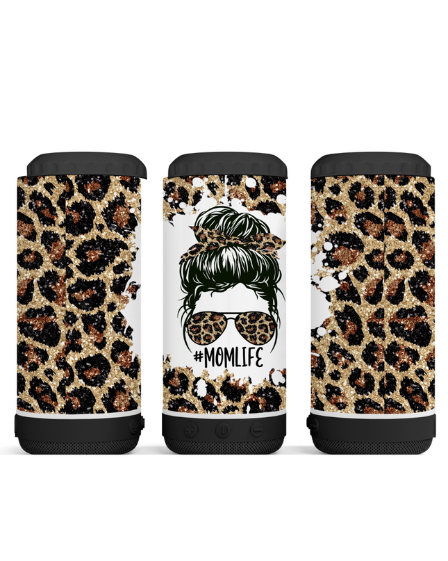 Leopard Print Mom Life Tumbler – Skinny, Speaker, or 4-in-1 Can Cooler