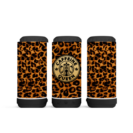 Caffeine Queen Leopard Print Tumbler – Skinny, Speaker, or 4-in-1