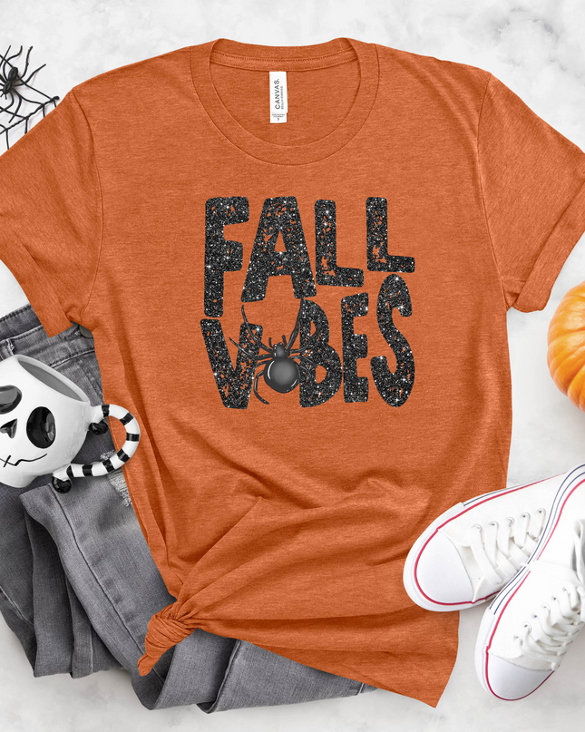 Fall Vibes T-Shirt – Halloween Spider Graphic Tee