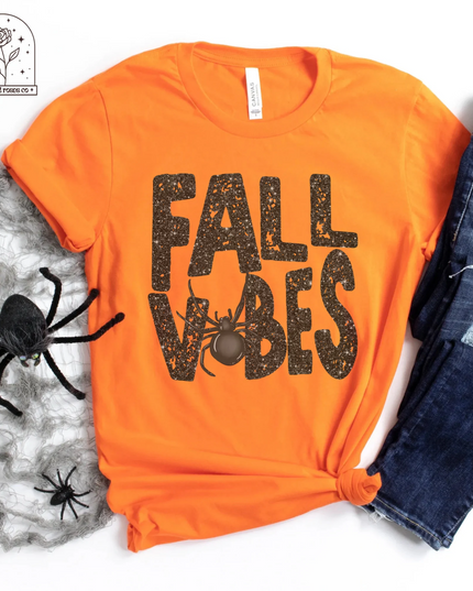 Fall Vibes T-Shirt – Halloween Spider Graphic Tee