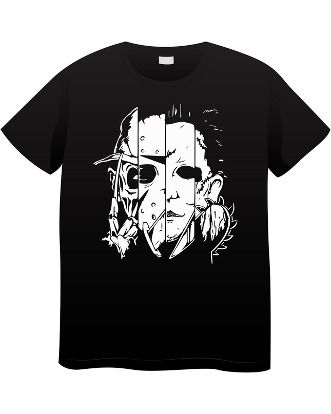 Horror Slasher Icons T-Shirt – Freddy, Jason, Michael, Leatherface
