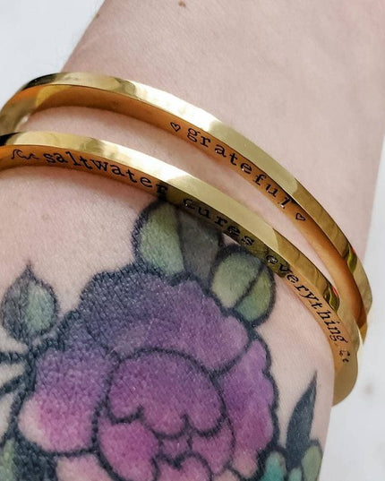 slay all day Gold Plated Skinny Cuff Stacking Bracelet image 0