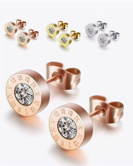 Round Roman Numeral Stud Earrings image 3