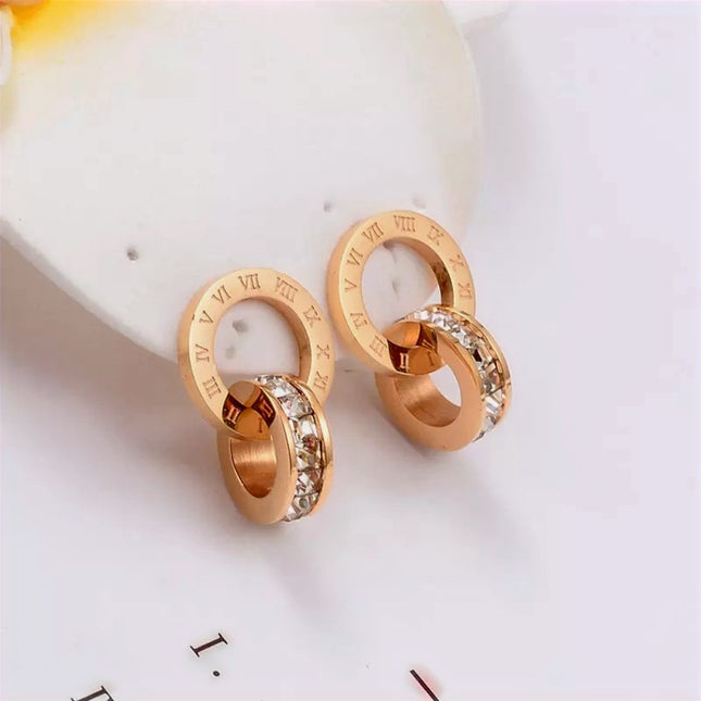 Double Loop Roman Numeral Stud Earrings image 0