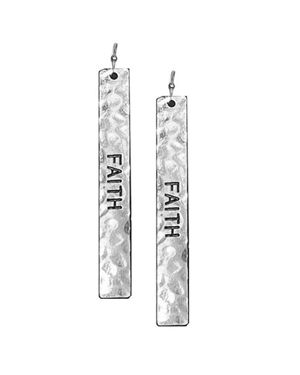 Hammered Metal Bar Drop Earring - Blessed/Faith image 8