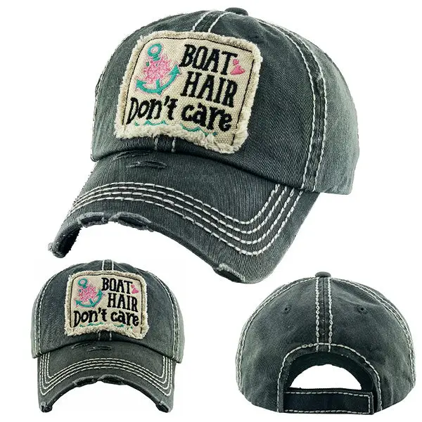 "Boat Hair Don't Care" Vintage Distressed Hat image 0