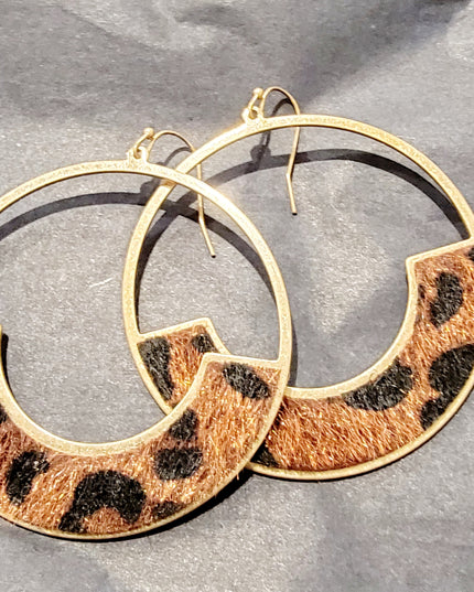 Half Moon Leopard Drop Metal Earring image 2