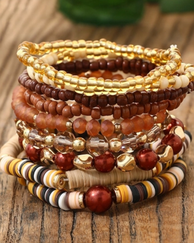 100% Glass Beaded 9 Piece Bracelet Set image 3