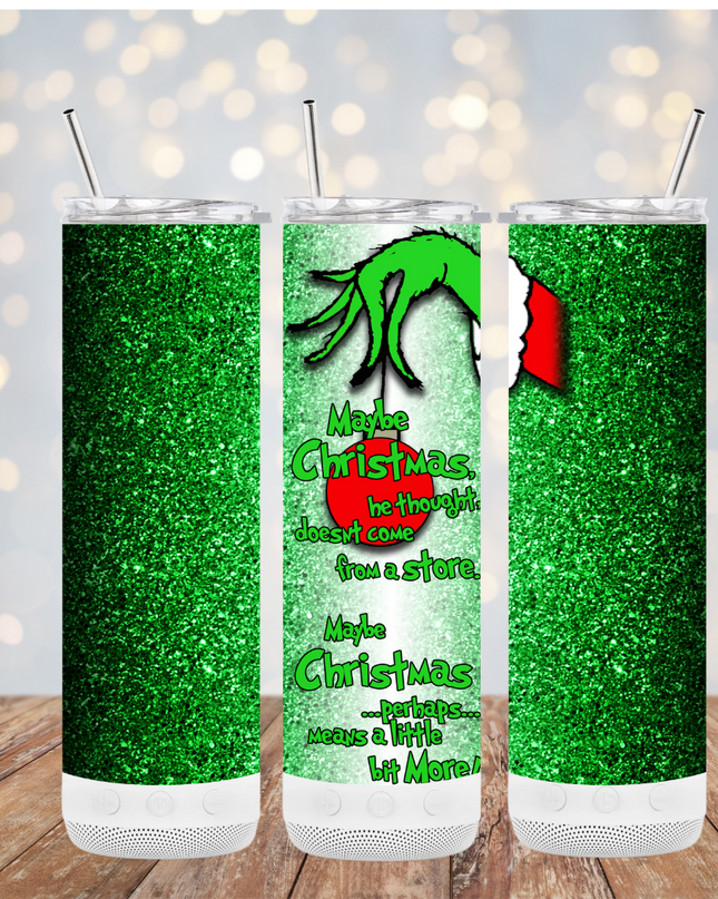 Green Glitter Grinch Christmas Tumbler image 0