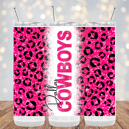 Dallas Cowboys Pink Leopard Tumbler image 1