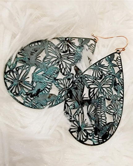 Metal Filigree Butterfly Earrings image 0