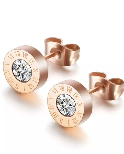 Round Roman Numeral Stud Earrings image 0