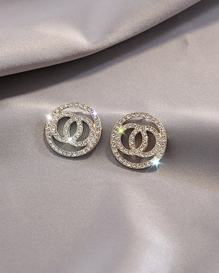Double Circle Flash Zircon Stud Earrings image 1