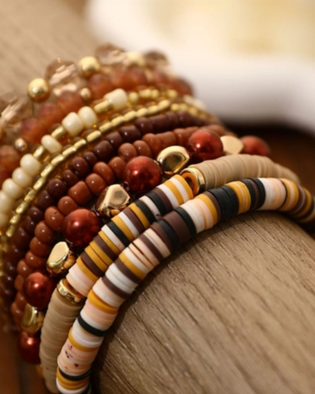 100% Glass Beaded 9 Piece Bracelet Set image 1