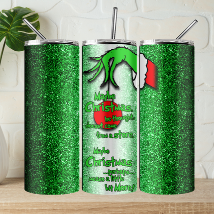 Green Glitter Grinch Christmas Tumbler image 1