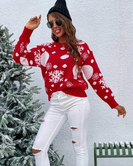 Christmas Pattern Drop Shoulder Sweater image 3