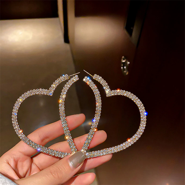Heart Crystal Hoop Earrings image 1