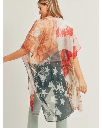 American Flag Sheer Kimono Cardigan image 1