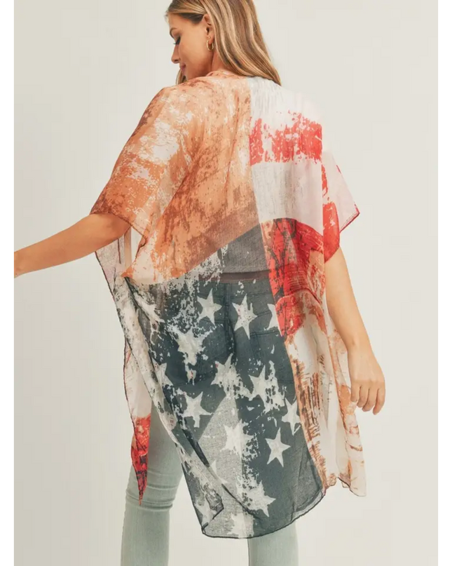 American Flag Sheer Kimono Cardigan image 1