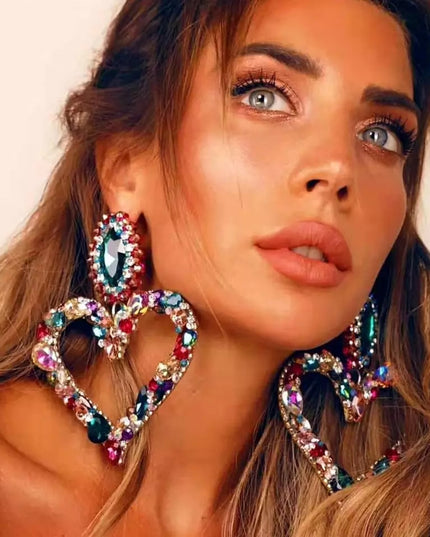 Rhinestone Heart Pendant Earrings image 0