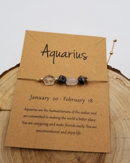 Chakra Jewelry Aquarius zodiac constellation bracelet with natural stone beads on adjustable cord
