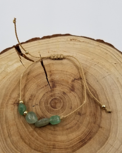 Chakra Jewelry zodiac constellation bracelet with green stones on adjustable natural cord